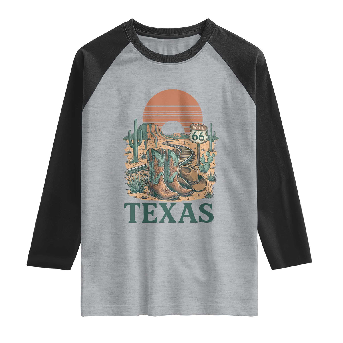Vintage Route Highway 66 Texas Raglan Shirt Amarillo Road Trip Adventure