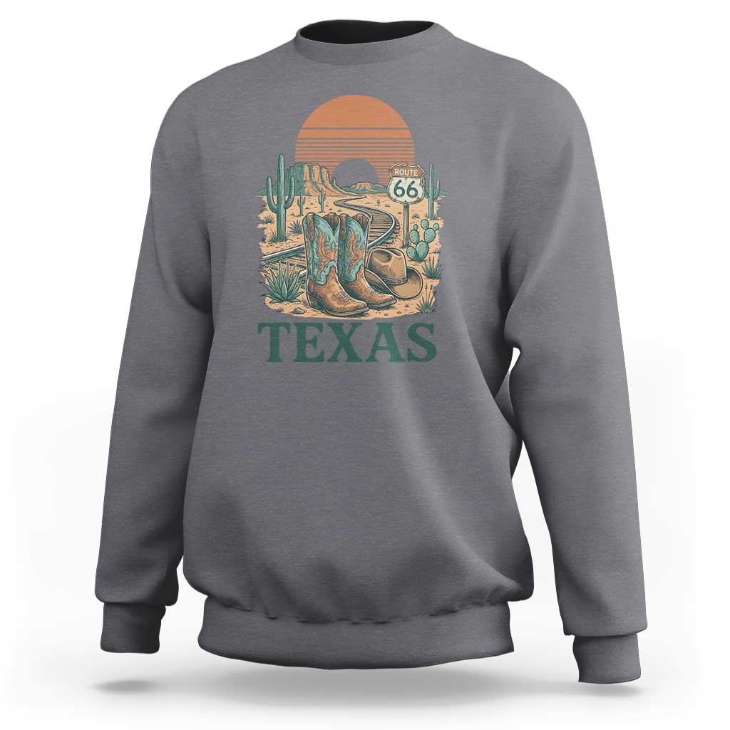 Vintage Route Highway 66 Texas Sweatshirt Amarillo Road Trip Adventure