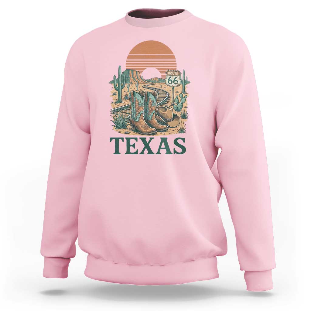 Vintage Route Highway 66 Texas Sweatshirt Amarillo Road Trip Adventure