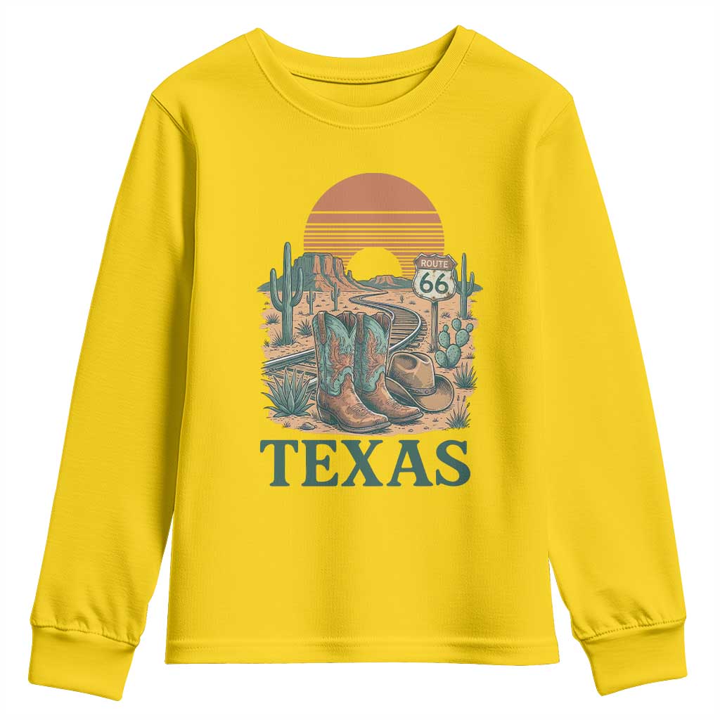 Vintage Route Highway 66 Texas Youth Sweatshirt Amarillo Road Trip Adventure