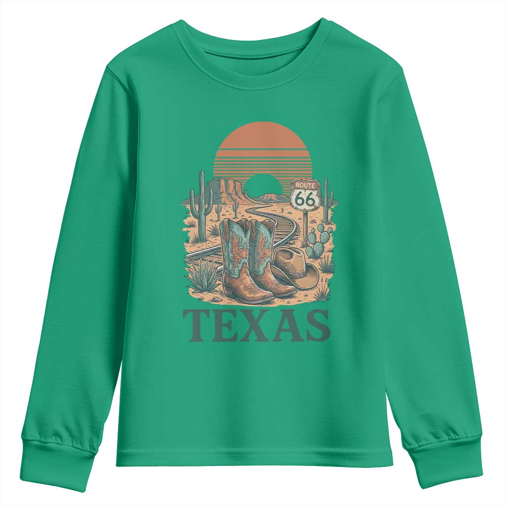 Vintage Route Highway 66 Texas Youth Sweatshirt Amarillo Road Trip Adventure