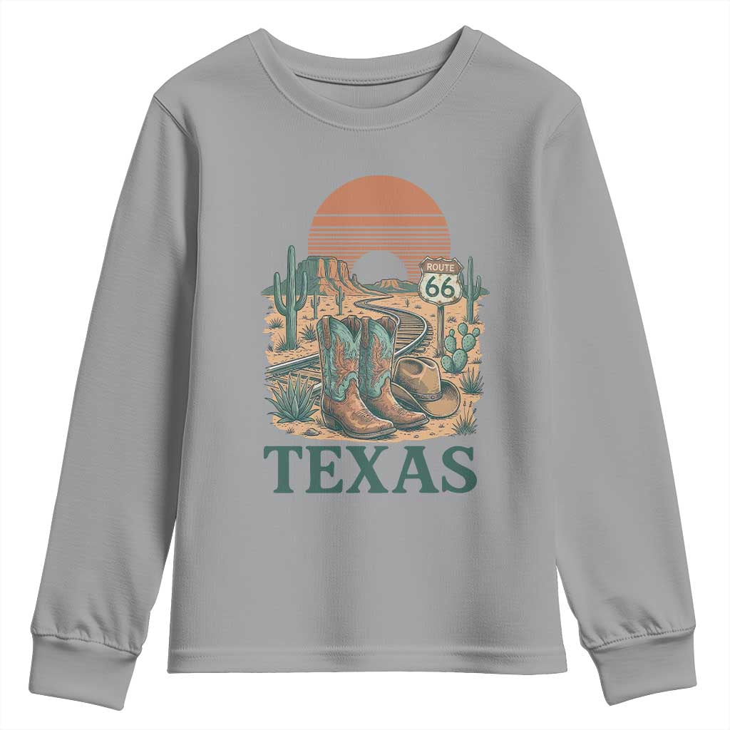 Vintage Route Highway 66 Texas Youth Sweatshirt Amarillo Road Trip Adventure