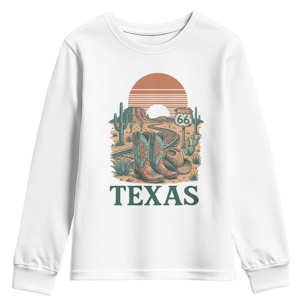 Vintage Route Highway 66 Texas Youth Sweatshirt Amarillo Road Trip Adventure