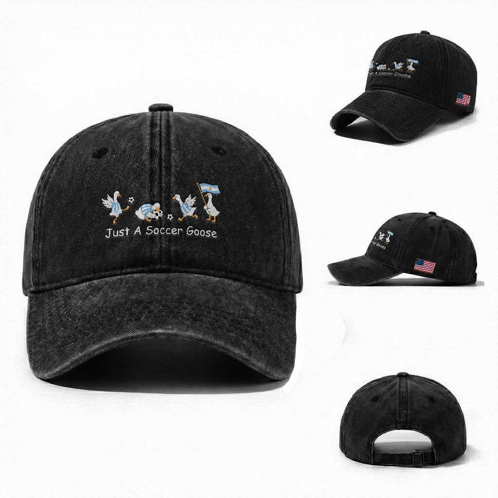 Funny Just A Soccer Goose Washed Cotton Baseball Cap Argentina Soccer Lover