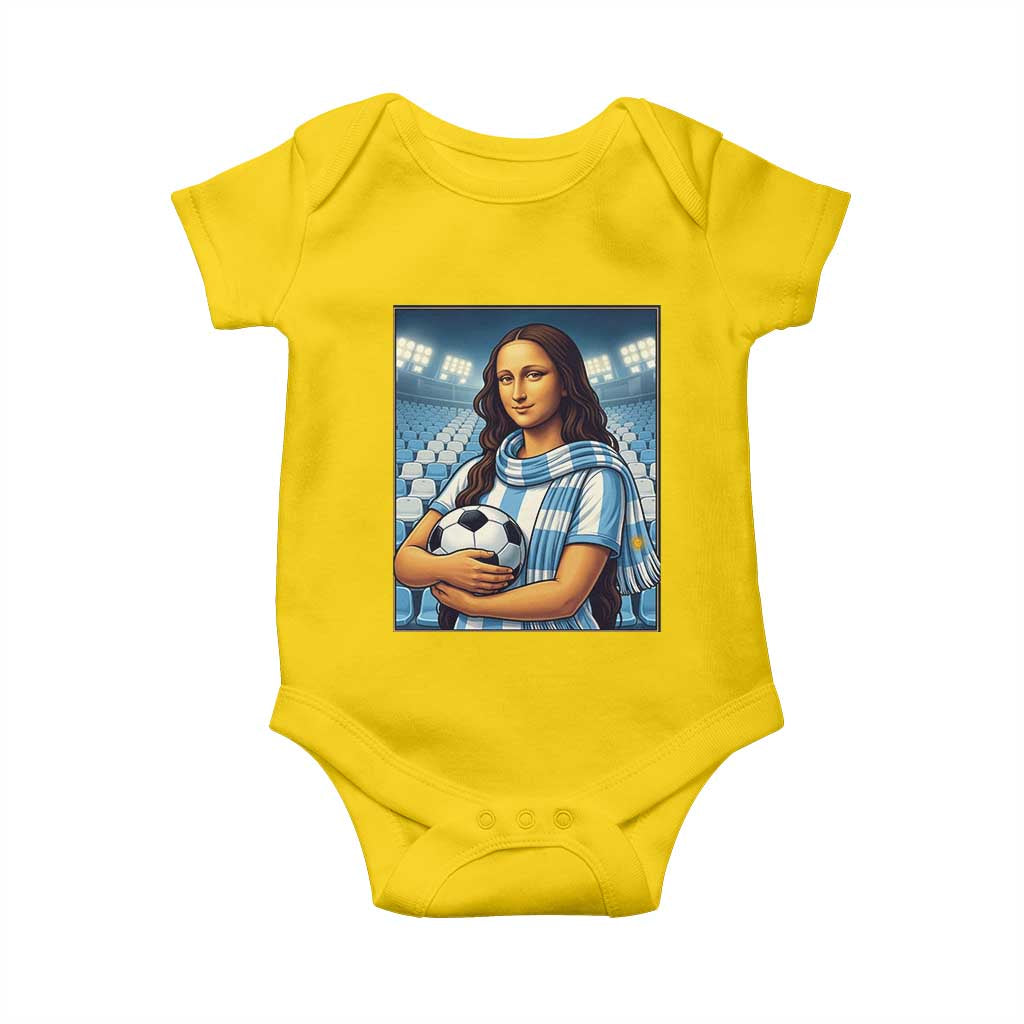 Funny Argentina Soccer Mona Lisa Baby Onesie Football Fan Pride Graphic