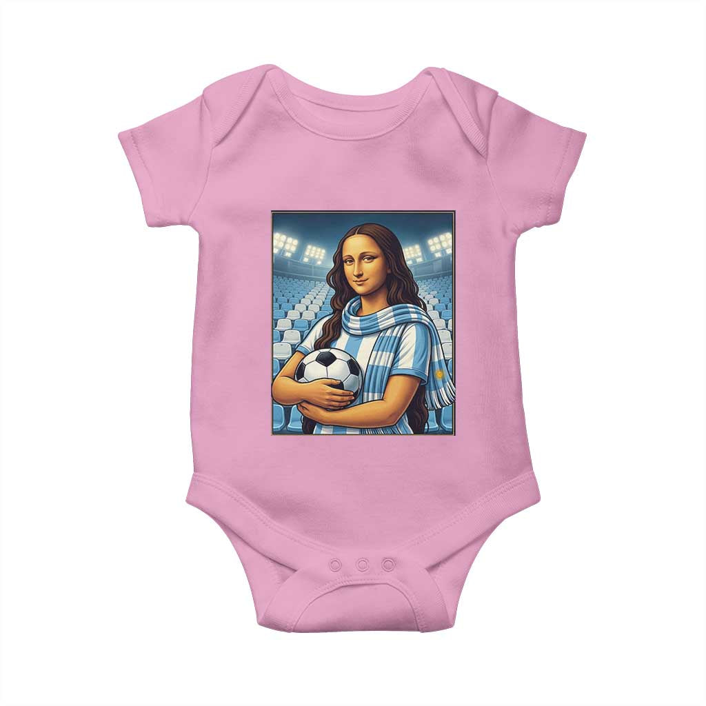 Funny Argentina Soccer Mona Lisa Baby Onesie Football Fan Pride Graphic