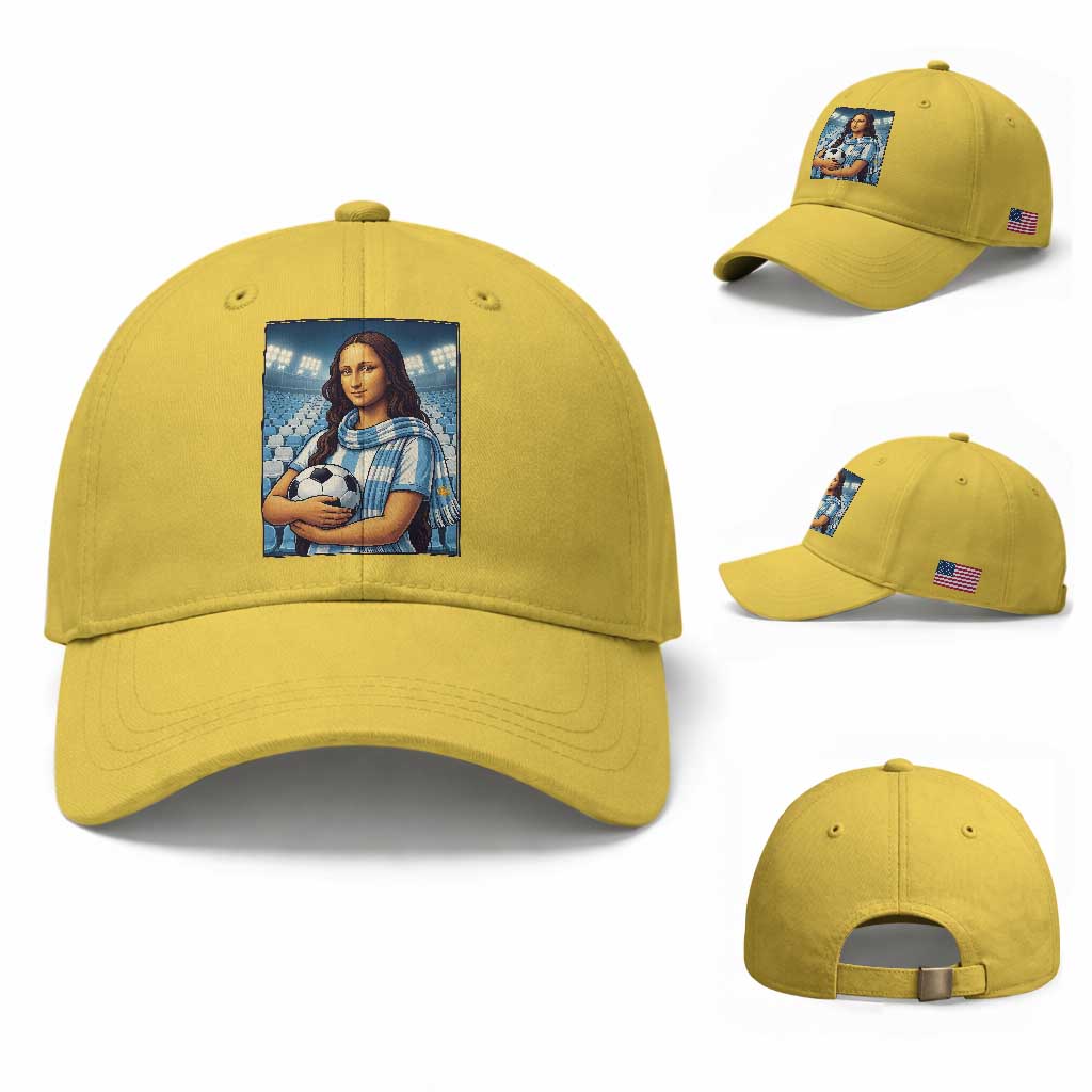 Funny Argentina Soccer Mona Lisa Baseball Cap Football Fan Pride Graphic