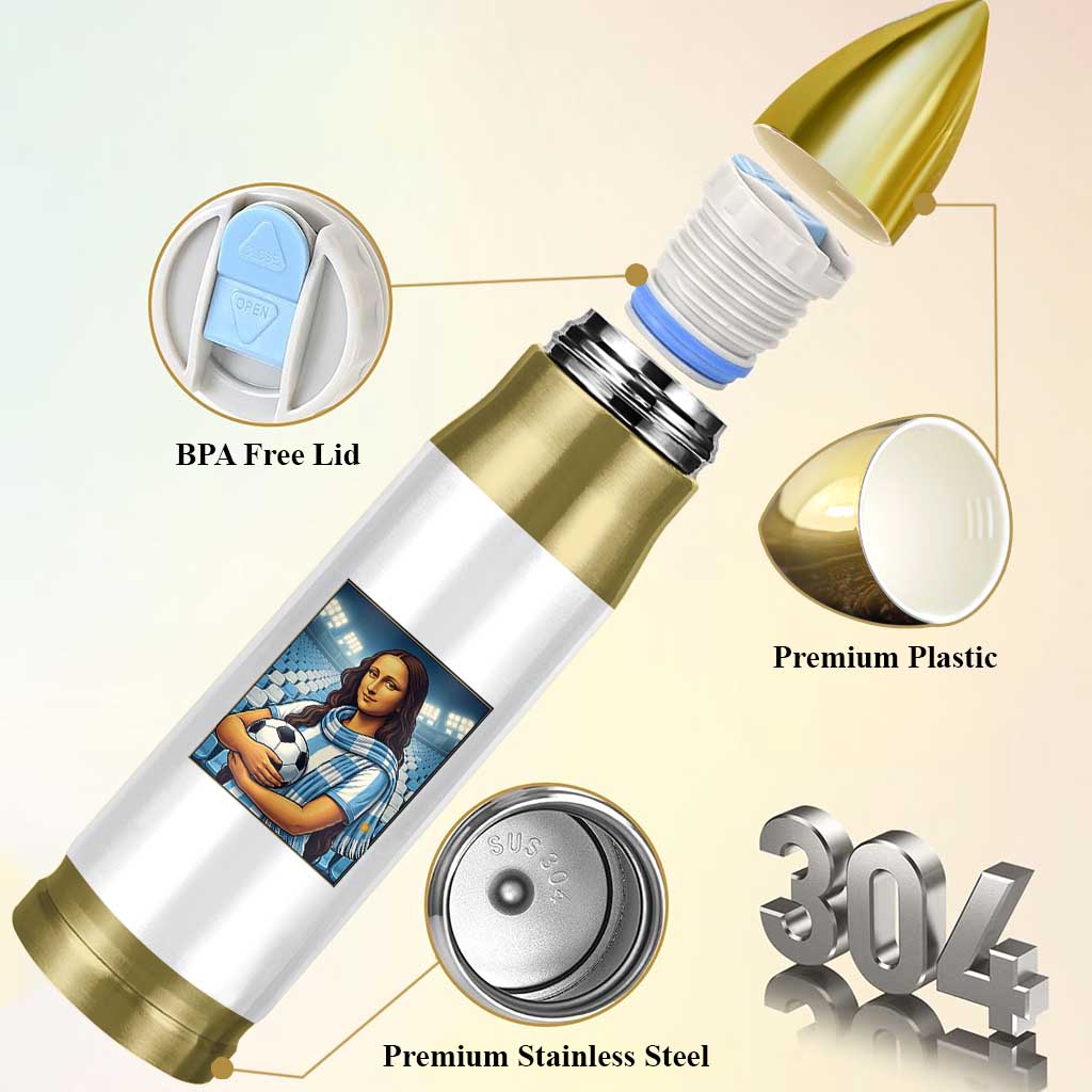 Funny Argentina Soccer Mona Lisa Bullet Tumbler Football Fan Pride Graphic