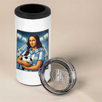 Funny Argentina Soccer Mona Lisa 4 in 1 Can Cooler Tumbler Football Fan Pride Graphic