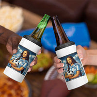 Funny Argentina Soccer Mona Lisa 4 in 1 Can Cooler Tumbler Football Fan Pride Graphic