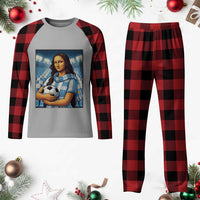 Funny Argentina Soccer Mona Lisa Plaid Pajama Set Football Fan Pride Graphic