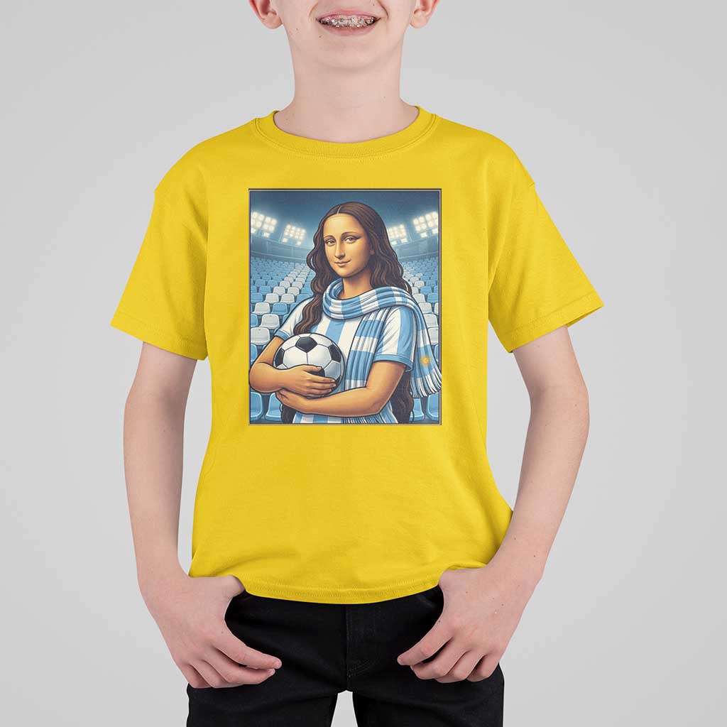 Funny Argentina Soccer Mona Lisa T Shirt For Kid Football Fan Pride Graphic
