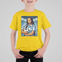 Funny Argentina Soccer Mona Lisa T Shirt For Kid Football Fan Pride Graphic
