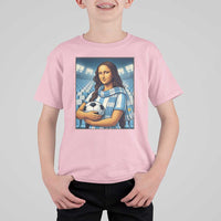 Funny Argentina Soccer Mona Lisa T Shirt For Kid Football Fan Pride Graphic