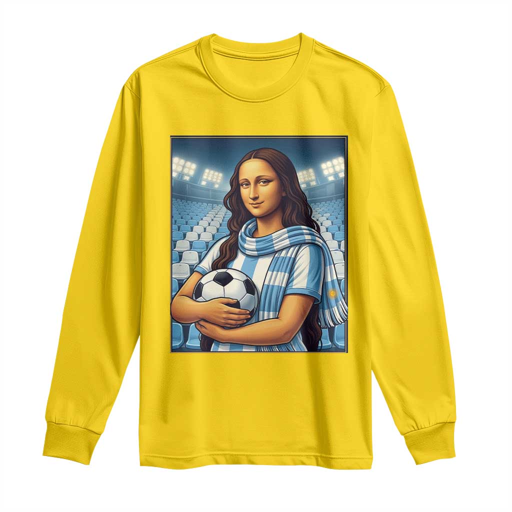 Funny Argentina Soccer Mona Lisa Long Sleeve Shirt Football Fan Pride Graphic