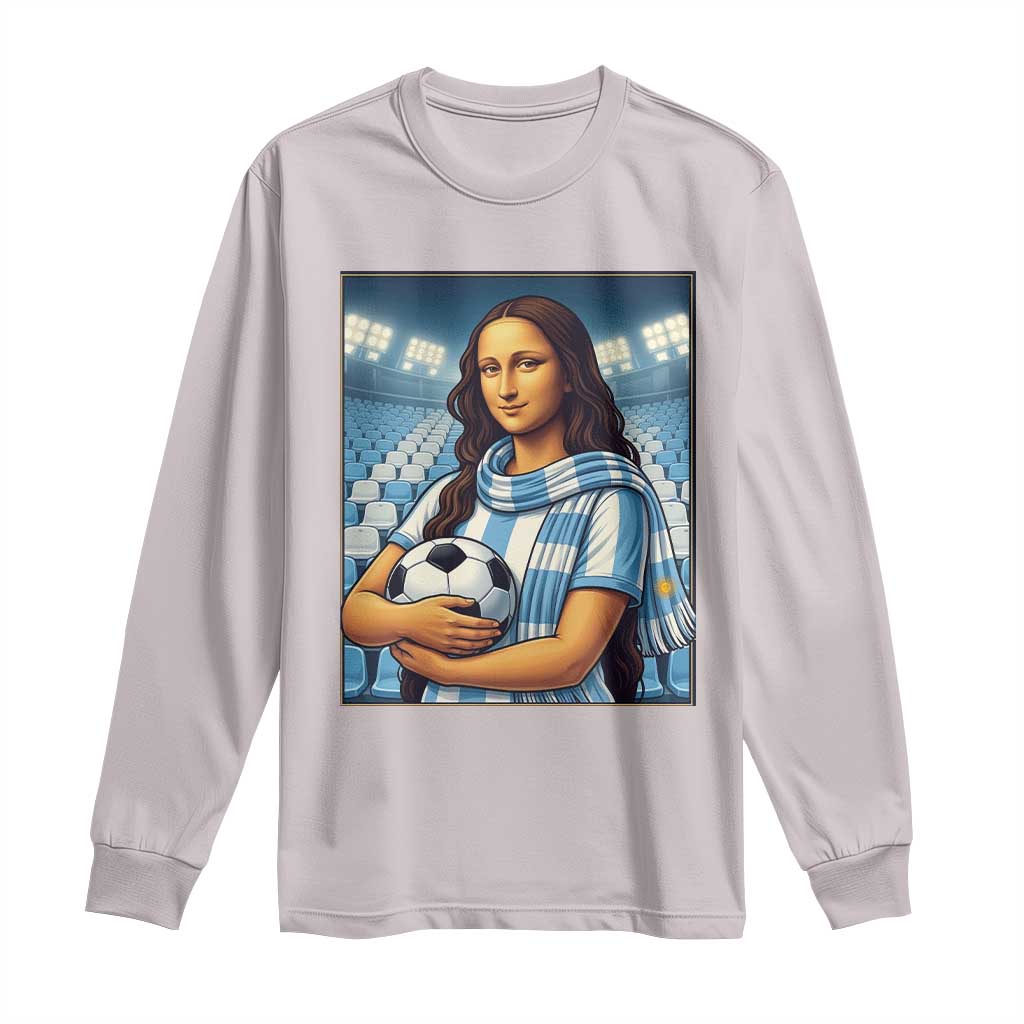 Funny Argentina Soccer Mona Lisa Long Sleeve Shirt Football Fan Pride Graphic