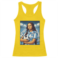 Funny Argentina Soccer Mona Lisa Racerback Tank Top Football Fan Pride Graphic
