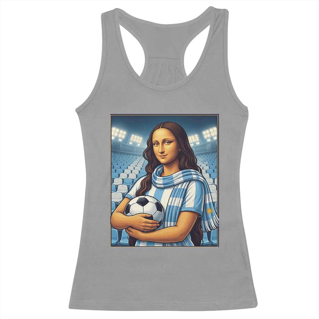 Funny Argentina Soccer Mona Lisa Racerback Tank Top Football Fan Pride Graphic