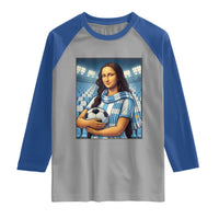 Funny Argentina Soccer Mona Lisa Raglan Shirt Football Fan Pride Graphic