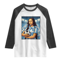Funny Argentina Soccer Mona Lisa Raglan Shirt Football Fan Pride Graphic