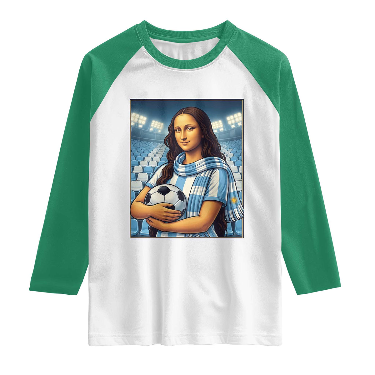 Funny Argentina Soccer Mona Lisa Raglan Shirt Football Fan Pride Graphic
