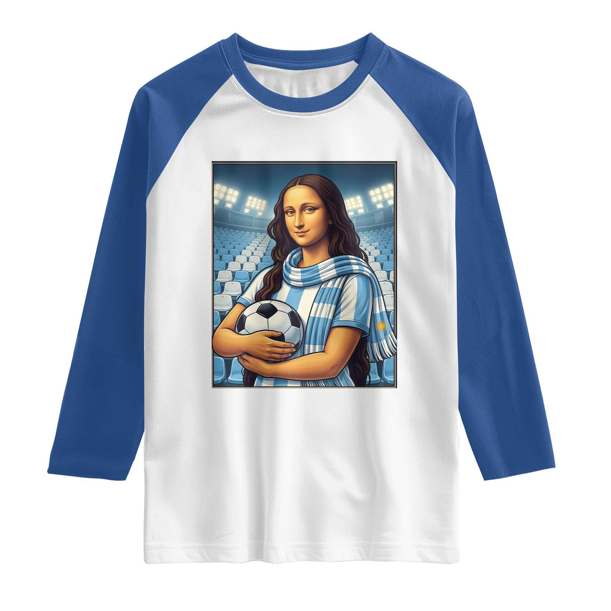 Funny Argentina Soccer Mona Lisa Raglan Shirt Football Fan Pride Graphic