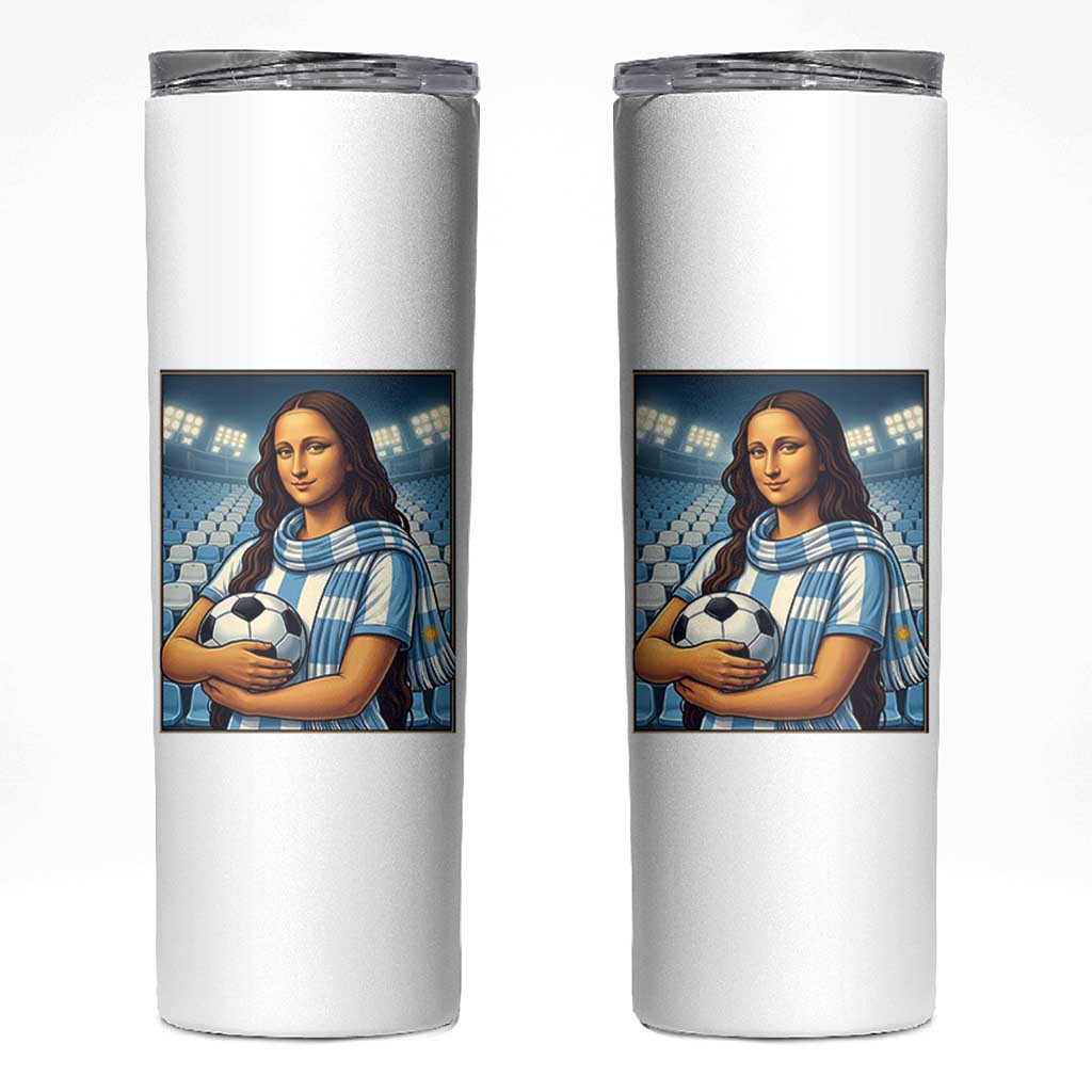 Funny Argentina Soccer Mona Lisa Skinny Tumbler Football Fan Pride Graphic