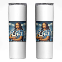 Funny Argentina Soccer Mona Lisa Skinny Tumbler Football Fan Pride Graphic