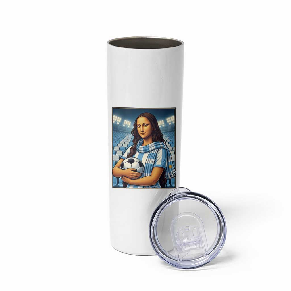 Funny Argentina Soccer Mona Lisa Skinny Tumbler Football Fan Pride Graphic