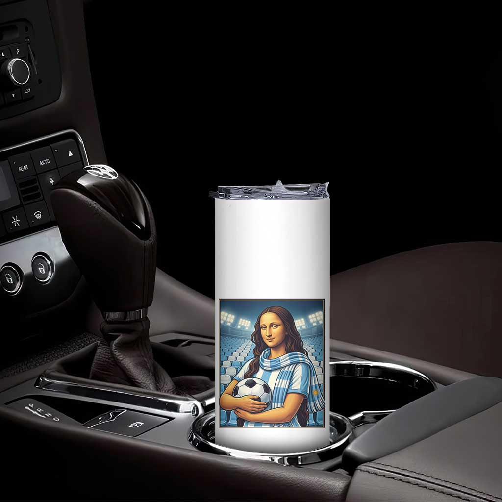 Funny Argentina Soccer Mona Lisa Skinny Tumbler Football Fan Pride Graphic
