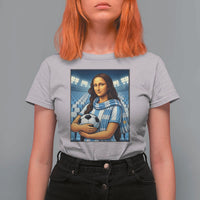 Funny Argentina Soccer Mona Lisa T Shirt For Women Football Fan Pride Graphic