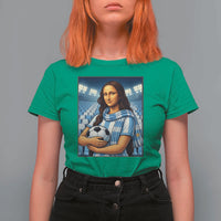 Funny Argentina Soccer Mona Lisa T Shirt For Women Football Fan Pride Graphic