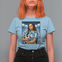 Funny Argentina Soccer Mona Lisa T Shirt For Women Football Fan Pride Graphic