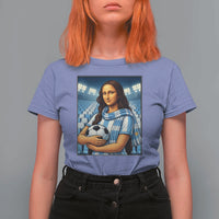 Funny Argentina Soccer Mona Lisa T Shirt For Women Football Fan Pride Graphic