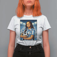 Funny Argentina Soccer Mona Lisa T Shirt For Women Football Fan Pride Graphic