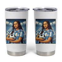 Funny Argentina Soccer Mona Lisa Tumbler Cup Football Fan Pride Graphic