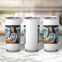 Funny Argentina Soccer Mona Lisa Tumbler Cup Football Fan Pride Graphic