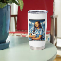 Funny Argentina Soccer Mona Lisa Tumbler Cup Football Fan Pride Graphic