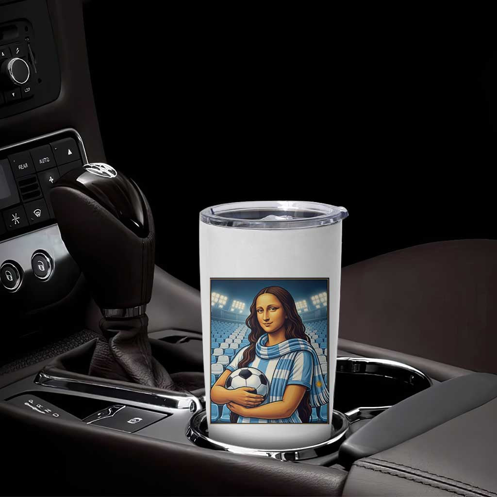 Funny Argentina Soccer Mona Lisa Tumbler Cup Football Fan Pride Graphic