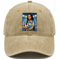 Funny Argentina Soccer Mona Lisa Washed Cotton Baseball Cap Football Fan Pride Graphic
