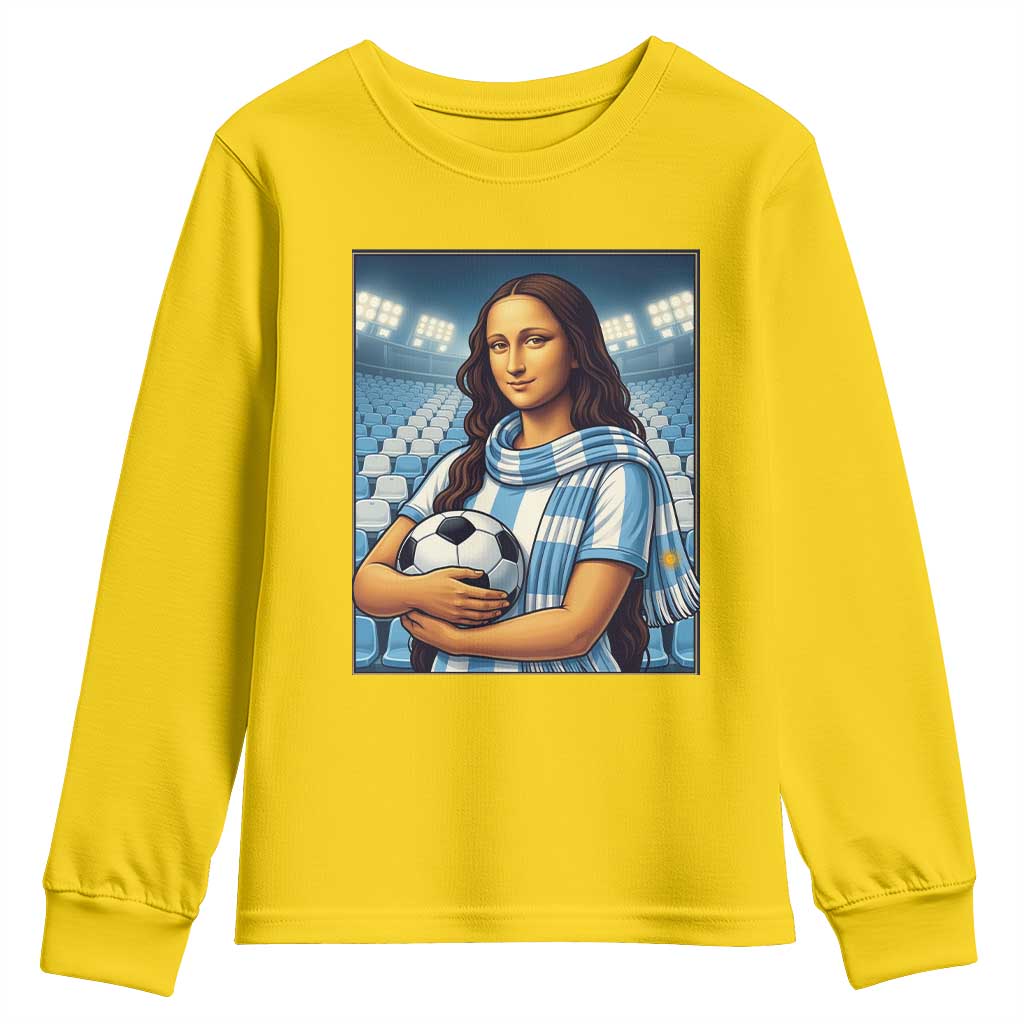 Funny Argentina Soccer Mona Lisa Youth Sweatshirt Football Fan Pride Graphic