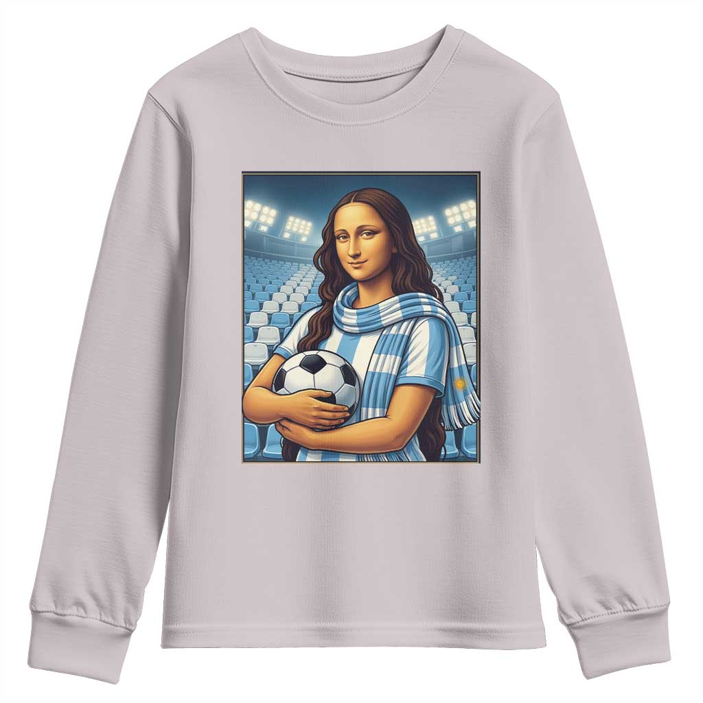 Funny Argentina Soccer Mona Lisa Youth Sweatshirt Football Fan Pride Graphic