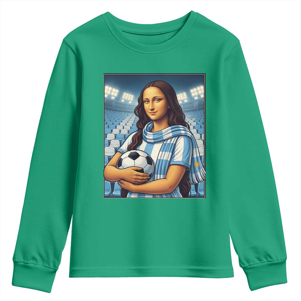 Funny Argentina Soccer Mona Lisa Youth Sweatshirt Football Fan Pride Graphic