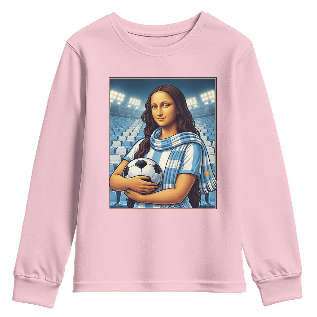 Funny Argentina Soccer Mona Lisa Youth Sweatshirt Football Fan Pride Graphic
