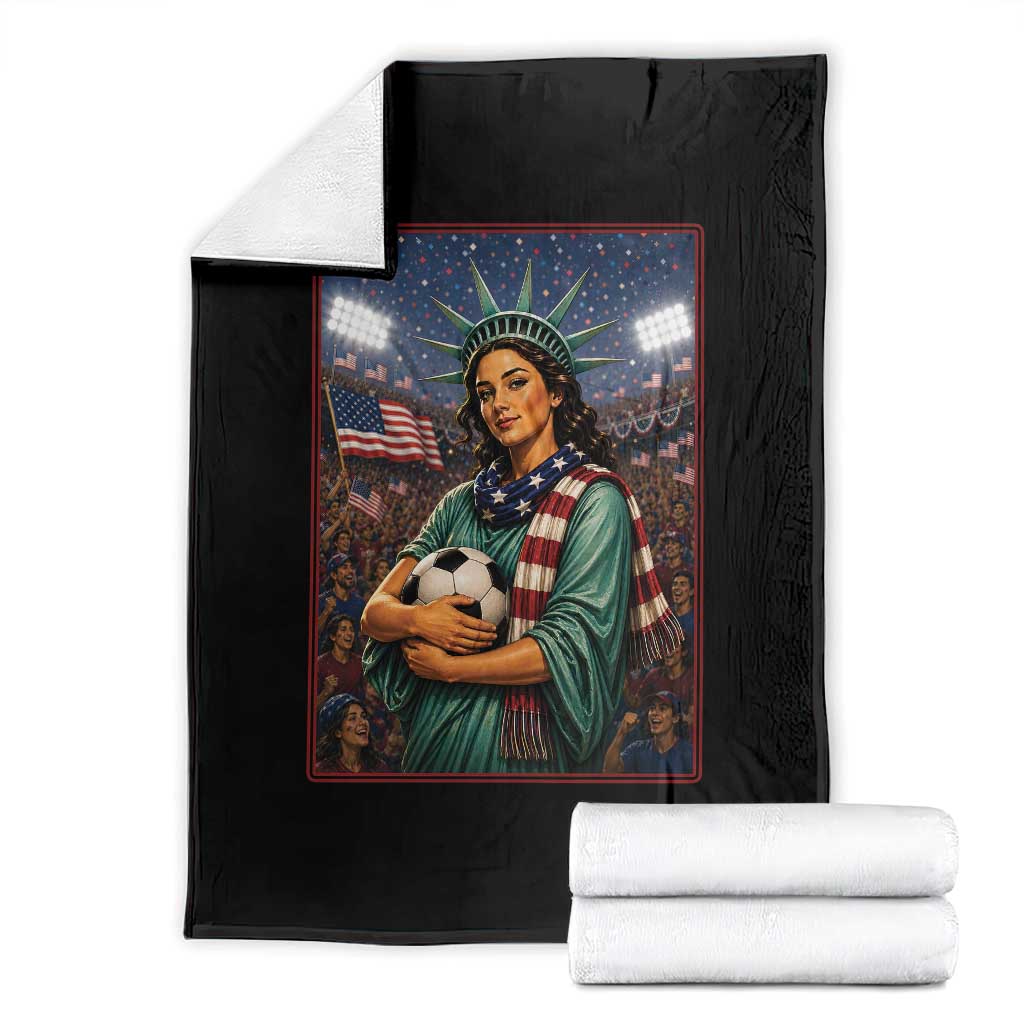 Funny Statue Of Liberty Soccer Gift Throw Blanket USA Football Pride