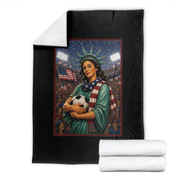Funny Statue Of Liberty Soccer Gift Throw Blanket USA Football Pride