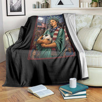Funny Statue Of Liberty Soccer Gift Throw Blanket USA Football Pride