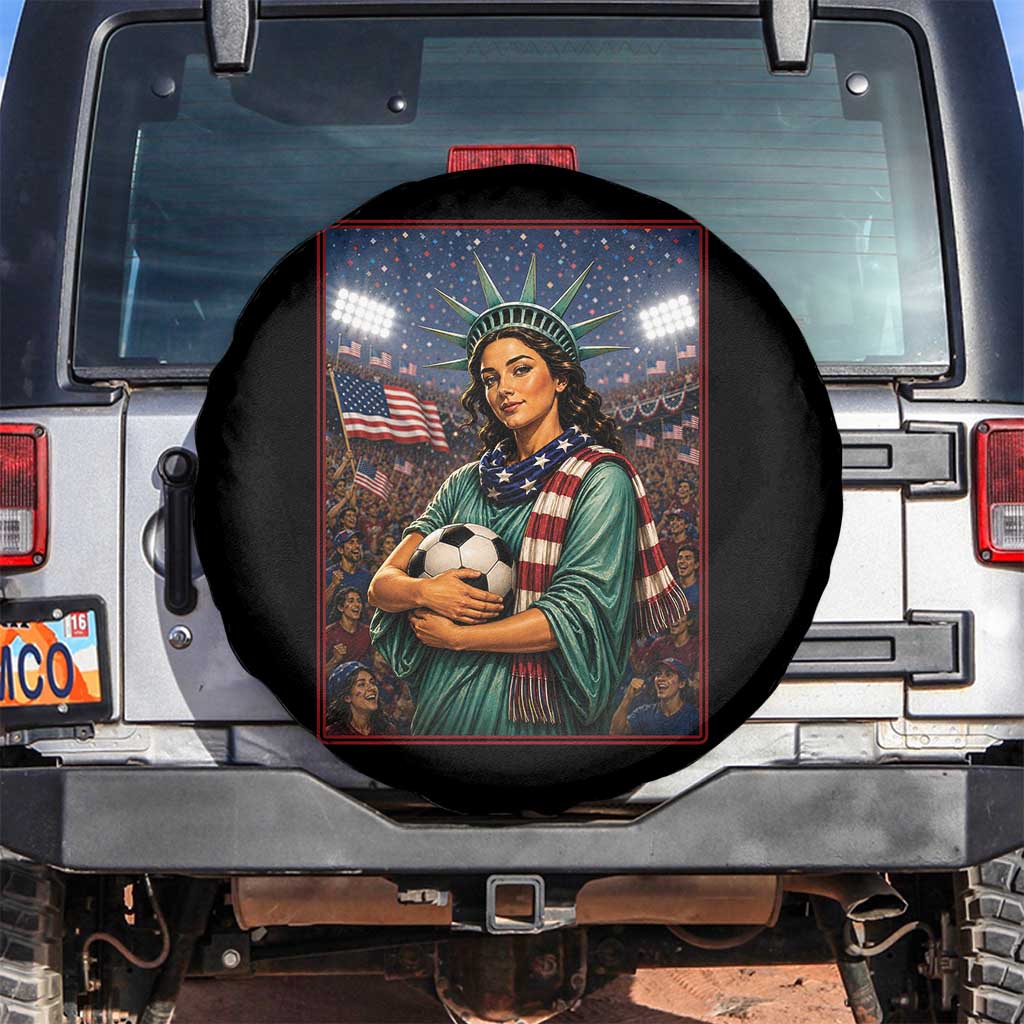 Funny Statue Of Liberty Soccer Gift Spare Tire Cover USA Football Pride