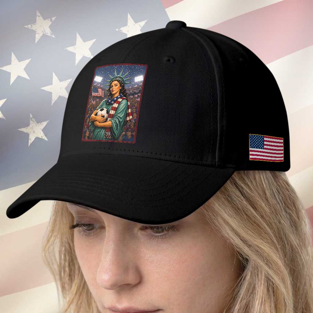 Funny Statue Of Liberty Soccer Gift Baseball Cap USA Football Pride