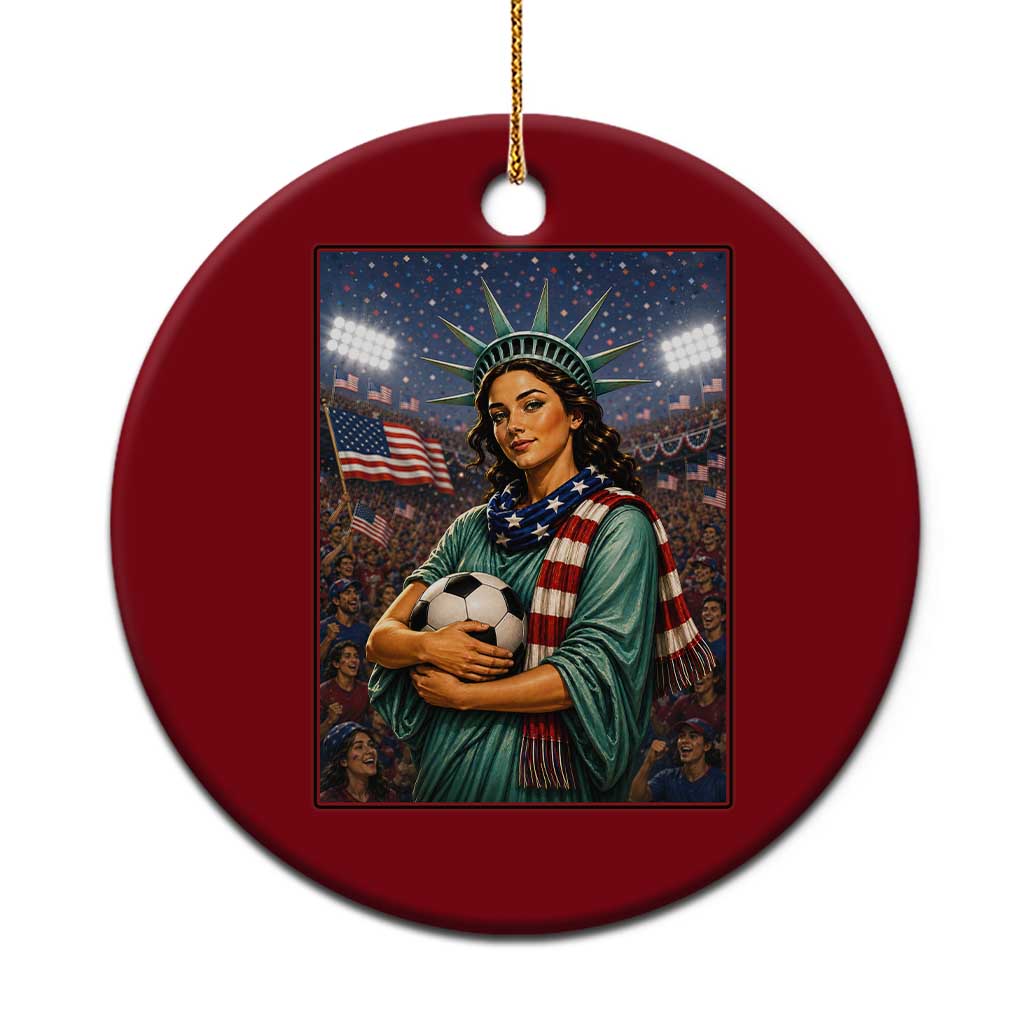 Funny Statue Of Liberty Soccer Gift Ceramic Ornament USA Football Pride